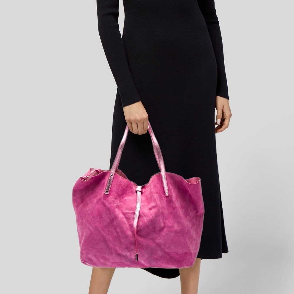 NEW Tiffany & Co Pink Leather/Suede 2 Way Reversible Tote Bag
